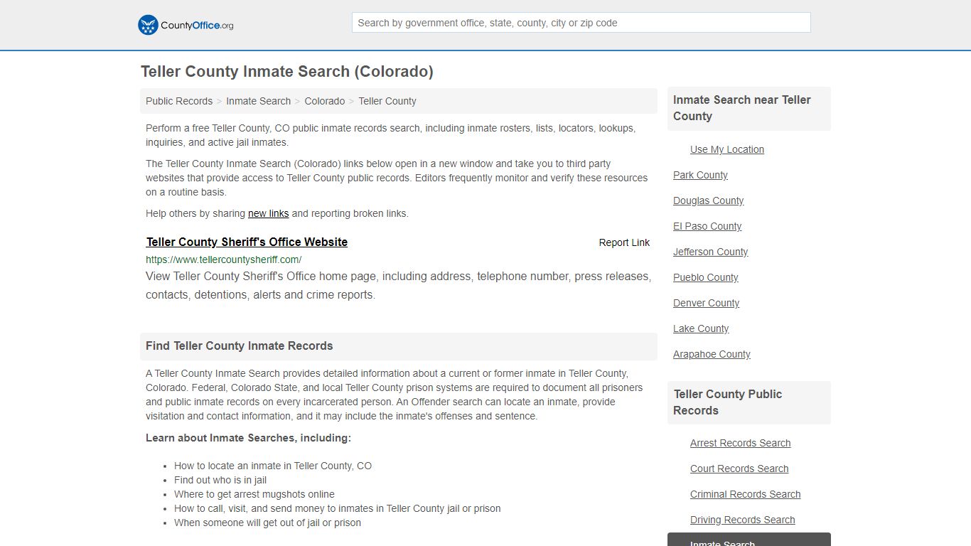 Inmate Search - Teller County, CO (Inmate Rosters & Locators)