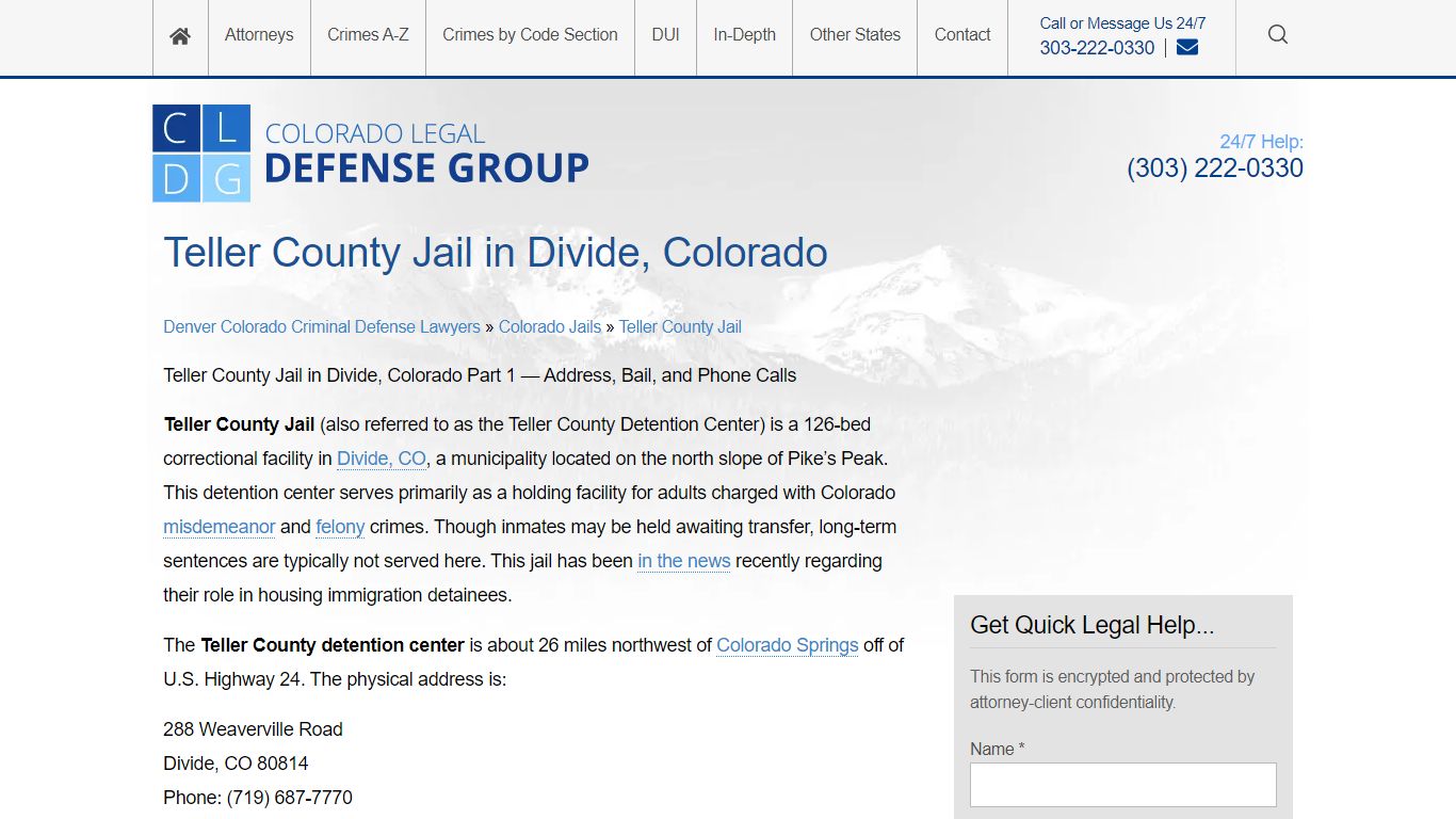 Teller County Jail & Detention Center Info: Visiting, Bail ...